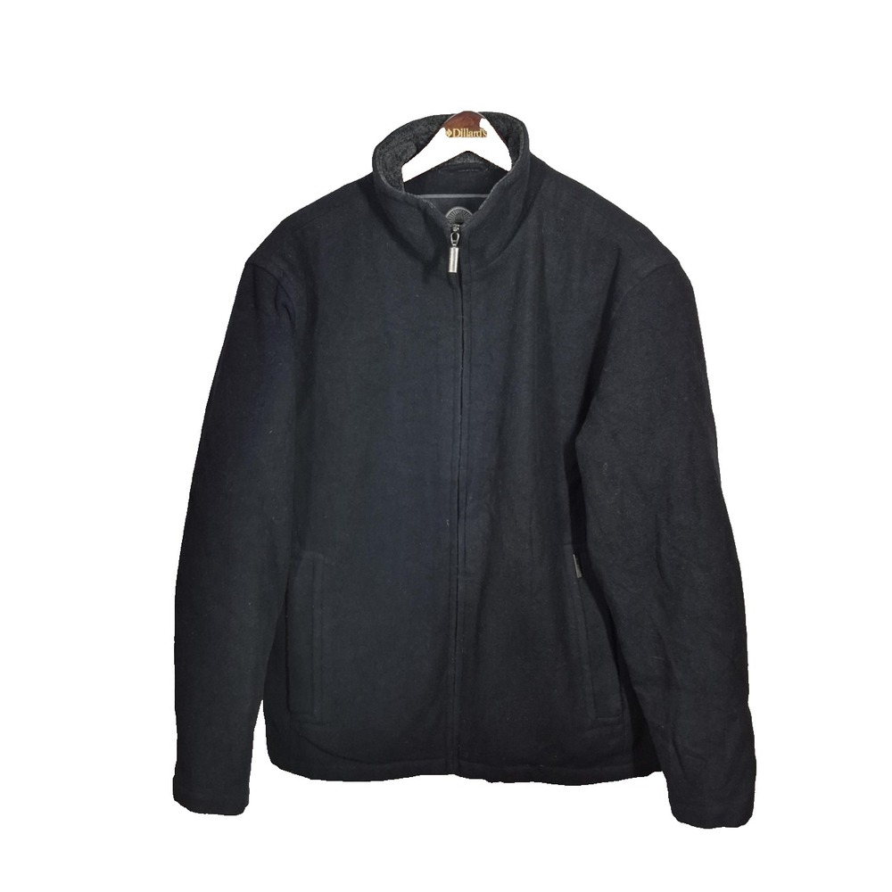 Weatherproof Wool Blend Quilted  Bomber Jacket Mens Medium Black  Lined Winter